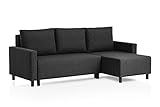 Traumnacht Schlafsofa Avallon, Ecksofa in L-Form mit Schlaffunktion und Stauraum in der Ottomane, produziert nach deutschem Qualitätsstandard, anthrazit, 136 x 224 x 80 cm