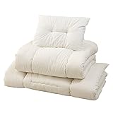 EMOOR Japanisches Futon Set (Matratze, Bettdecke und Kissen), 95 x 195 cm, Hergestellt in Japan, Bodenmatratze Baumwolle