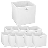 Murago - 10er Set Faltbox ca. 30x30x30 cm Weiß Würfel Aufbewahrungsbox faltbar Aufbewahrungskörbe Einschub Korb Boxen Box Stoff Regalkorb Klappbox