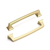 goldenwarm 10 Stück Schrankgriffe Gold Möbelgriffe 128mm Lochabstand Griff Möbel Gold -LS9136BB128 Griffe für Küchenschränke Möbelgriffe Messing Küchengriffe Edelstahl Gebürstet