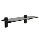 SAYAYO Glasregal Schwarz Duschablage Badregal Glasablage mit 7MM Dickes Rechteck Regal aus Gehärtetem Glas Badregal für Badezimmer, Schlafzimmer, Küche, Büro, EGBL008R-B