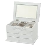 Boltze Schmuckdose Beauty (Schmuckschatulle Holz weiß, inklusive 3 Schubladen, Beautycase, Aufbewahrungsbox für Schmuck) 2179200