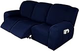 Stretch-Recliner-Slipcover, Ultra weiche Mikrofaser-Recliner-Stuhlabdeckung mit Seitentaschen-rutschfesten waschbaren Möbelschutz for Wohnzimmer (Color : Navy, Size : 3 Seater)