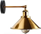 Retro Industrial Wall Lampe, faltende Bronze -Wandleuchten, moderne Innenbeleuchtung for Schlafzimmer Wohnzimmer Flur amerikanische Loft Restaurant Bar Cafe Lernbett (Farbe: Gold 26 cm) (Color : Gold