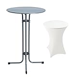 ESTEXO Stehtisch Bistrotisch inkl. Husse Metall Tisch Gartentisch Partytisch Bartisch Ø 70 cm Grau