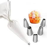 Spritztüllen Silikon Spritzbeutel Set,6 Stücke Professionelles Spritztüllen Set,Wiederverwendbaren Silikon Piping Bags,Edelstahl Spritztüllen