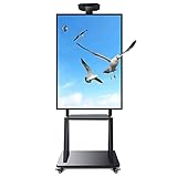 Extra hoher TV-Ständer für 42 50 55 65 70 75 Zoll Fernseher, schwarzer mobiler TV-Ständer mit Rollen und Stauraum, rollender TV-Wagen höhenverstellbar, hält 85 kg Beautiful Scenery