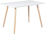 H.J WeDoo Rechteckig Esstisch Küchentisch Buchenholz für 4 Stühle Esszimmertisch Tisch mit Holzbein MDF Weiß 110 x 70 x 75 cm(Nur Tisch)
