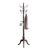PSTOYS Kleiderständer Garderobenständer Garderobenständer Aus Holz, Bodenstehend, Antiker Garderobenständer, Wohnzimmer, Vertikal, Garderobenregal, Metallhaken Kleiderablage Gaderobenstaender