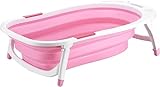 TAMNAN Babybadewanne, Faltbare Babybadewanne, mit verfärbtem Abflussstopfen, Aufbewahrungsdesign, Duschbecken for Kleinkinder/Kinder/Kleinkinder (Color : Pink, Size : A)