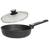 skk kleine 2-tlg. Aluguss Schmorpfanne Ø 24 cm Induktion - Hochrandpfanne mit Antihaft-Versiegelung - Glasdeckel mit Edelstahlrand - Made in Germany