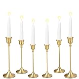 Gold Kerzenhalter, 6 Stück Messing Gold Kerzenhalter Vintage Modern Dekorative Kerzenständer für Kegelkerze für Esstisch, Heimdekoration, Bauernhaus