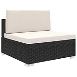 puraday Modular-Sofa-Mittelteil 1 STK. + Auflagen Poly Rattan Schwarz Outdoor Sofa Outdoor Lounge Terassenmöbel Außen Balkon Sofa Rattan Gartenmöbel Zum Entspannen & Genießen des Wetters Komfortabel