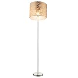 Globo Stehleuchte gold Deckenfluter Wohnzimmerlampe Stehlampe Beistellleuchte, Nickel matt Textil gold, 1xE27, DxH 40 x 160 cm