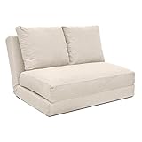 EVERGREENWEB - Zweisitzer-Futon-Schlafsofa - (Beige, 2 Sitze)