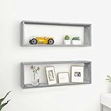 Yagosodee 2er Set Würfelregale, Wandregale Regalwürfel Dekorative Kleine Regale für Wohnzimmer, Bad, Schlafzimmer, Küche, Büro Grau Sonoma 80x15x26,5 cm Holzwerkstoff