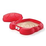 Step2 Crabbie Sandkasten mit Deckel und Sitzbank | Plastik Sand Kasten mit Abdeckung für Kinder in Form einer Krabbe