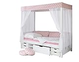 Ticaa Himmelbett Rosa 310 Kiefer Weiß (Rosa/Weiß Stern)