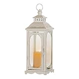 Romadedi Laterne Groß für Draußen - 35cm Weiß Vintage Windlicht Laternen Deko für Kerzen Hochzeit Kerzenhalter Outdoor Wohnzimmer Tischdeko
