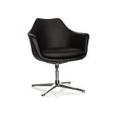 hjh OFFICE 600987 Lounge Sessel Artemia Kunstleder Schwarz Drehsessel im eleganten Design