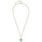 Leonardo Jewels Halskette Bea, Kette aus Edelstahl mit Anhänger, Glas-Kristall türkis gold, 45-50 cm Länge, Anker-Kette Damen Schmuck 1 Stück 023059