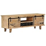 JUNZAI TV-Schrank, Fernsehtisch, Tv Lowboard, Fernsehschrank, Tv Bank, Tv Table, Tv Kommode, Fernseh Tisch, 120 x 30 x 40 cm Massivholz Mango