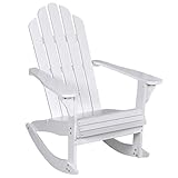 yorten Garten Schaukelstuhl Holz Weiß 72 x 92 x 104 cm Schwingstuhl Relaxstuhl Korbsessel Gartenstuhl Lesesessel Vintage-inspirierten