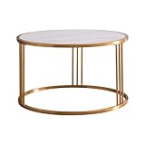 Virgorack Home Einrichtungsgegenstand Schiefer rund Couchtisch Wohnzimmer Gold Edelstahl Gestell