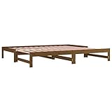 Susany Tagesbett Ausziehbar Sofa Gästebett Sofabett Bett Bettsofa Schlafsofa Lattenrost Ausziehbett Bettgestell Holzbett Honigbraun 2X(90x190) cm Massivholz Kiefer