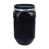 DUST COMMANDER PE30 – 30 Liter Deckelfass mit Spannverschluss | SCHWARZ | Luftdicht Verschließbar | Gesamtöffnung