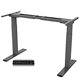SANODESK Basic Line- Schreibtisch höhenverstellbar elektrisch mit 2 starken Motoren, tischgestell höhenverstellbar mit Kollisionschutz, 4 Memory-Steuerung und Softstart/Stop Funktion (Grau)