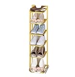 Schuhschrank Schuhregal Vertikaler Schuhregal-Organizer, Spart Metall-Schuh-Organizer, Regal, Schuhaufbewahrungsständer Schuhablage Schuhständer (Color : Gold, Size : 23 * 24 * 82cm)