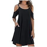 Swing Kleid Damen Sommerkleider Elegantes Schulterfreies Jumpsuit Hosenrock Set Frauen V Ausschnitt Saum