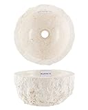 wohnfreuden Marmor Waschbecken Creme rund 30 cm - Unikat Aufsatzwaschbecken aus Stein für das Badezimmer