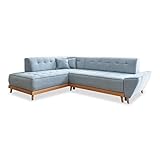 MIUFORM Ecksofa mit Schlaffunktion und Bettkasten Wohnladschaft | Dazzling Daisy L-Form | Wohnladschaft Couch L Form Schlafcouch (Hellblau, Links ausgerichtet)