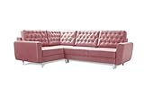 Robin Linda Ecksofa mit Schlaffunktion 2X Bettkasten Kissen Sofa L-Form Schlafsofa Freistehende Eckcouch Schlafcouch Wohnzimmermöbel Wohnlandschaft Flamingo