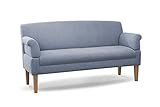 CAVADORE 3-Sitzer Küchensofa Malm, Sitzbank für Küche oder Esszimmer inkl. Armteilverstellung, Leichte Fleckenentfernung dank Soft Clean, 182 x 97 x 78, Flachgewebe: hellblau