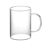 SIQITECH Trinkbecher Hochtemperaturbeständig Wasserglas Mikrowellengeeignet Teeglas Verbrühungsschutz Griff Transparent 300 ML Kaffeetasse Heiß Kaltgetränke Trinkglas für Geburtstag Vatertag Geschenk