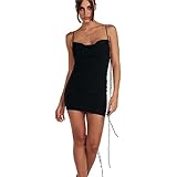 FUZYXIH Frauen Spaghetti Strap Mini Kleid Weibliche Figurbetontes Kleid Trend Party Club Kleid Sexy RüCkenfreies Kleid Damen Nacht Kleid