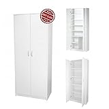 Schrank Mehrzweckschrank mit Soft Close Türdämpfer weiß 74cm Breite 180cm Höhe mit Vier Einlegeböden, Aktenschrank Haushaltsschrank Organizer aus MDF Holz
