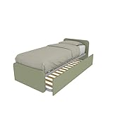 MOBILFINO CAMERETTE 964R – Bett für Kinderzimmer 80 x 190 cm Einzelbett mit 2 ausziehbaren Betten und personalisierbaren Kopfteilen – Kopfteil rechts, Salbei