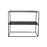 MUYUANSU Black Metal Langer Tisch, Sehr Schmaler Display-Tisch 2 Tier-schmiedeeisentisch-Tisch-eingangstabelle Für Wohnzimmer, Esszimmer, Shop(Size:80CM,Color:Schwarz)