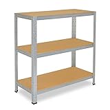 shelfplaza® 100x60x30cm Home Schwerlastregal verzinkt/Metallregal mit 3 Böden/Kellerregal Metall, Garagenregal, Werkstattregal oder Regal Lagerregal/Steckregal Metall mit 175kg Tragkraft