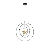 DZQWLL Schwarzer Bauernhaus-Kronleuchter mit 6 Leuchten, rustikale industrielle Pendelleuchte mit Metallkäfig, verstellbare moderne hängende Deckenleuchten für Kücheninsel, Esszimmer, Flur