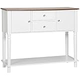 HOMCOM Sideboard, Küchenschrank mit 2 Schubladen, Schränken, Konsolentisch mit Ablage, Anti-Kipp Schutz, für Wohnzimmer, Flur, Esszimmer, Weiß, 100 x 35 x 81,5 cm