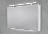 Intarbad ~ Spiegelschrank 110 cm mit Multi LED Acryl Aufsatzleuchte Doppelspiegeltüren Shorewood IB2003