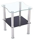 CasaXXl Couchtisch Glas mit Sicherheitsglas & Facettenschliff - Glastisch perfekt geeignet als Beistelltisch/Wohnzimmertisch 40x40x47cm (Abgerundet, Schwarz)