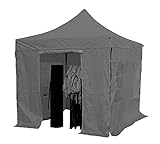 Heatwave Gazebos Gartenpavillon, 3 x 3, wasserdicht, Hitzewellen-Design, mit stabilem Stahlrahmen + 4 Seitenwänden, Grau