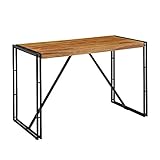 Wohnling Schreibtisch 120x60x77 cm Sheesham Massivholz PC Tisch | Design Computertisch Metall Holz | Arbeitstisch Bürotisch Industrial | Holztisch Massiv