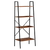 HOMCOM Standregal Leiterregal Stufenregal Bücherregal Blumenregal Holz Vintage 4 Fächer 60 x 35 x 145 cm